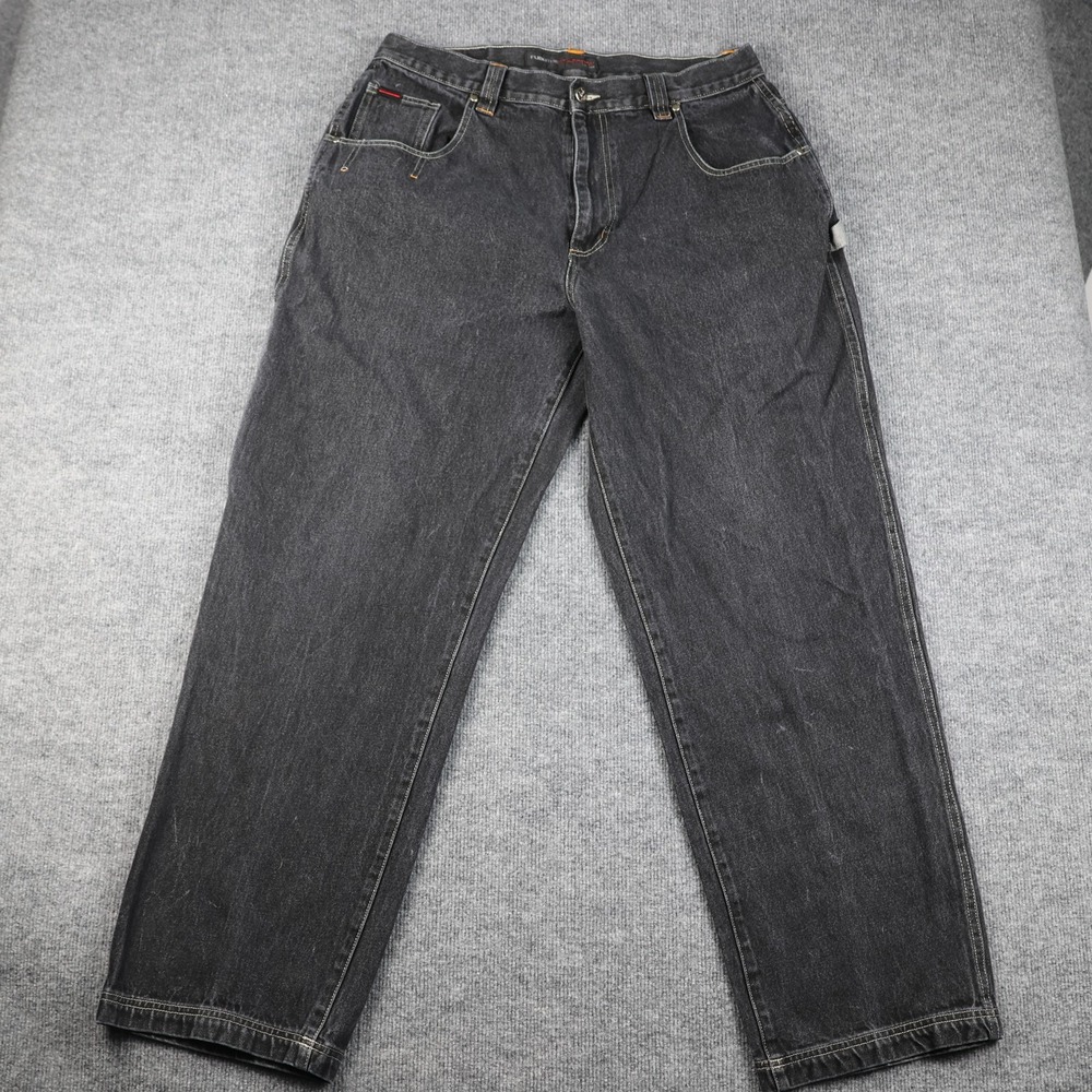Vintage‎ FUBU Jeans Mens 34x33 Black Straight Leg Denim Y2K Urban Hip Hop 90s
